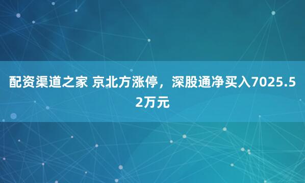 配资渠道之家 京北方涨停，深股通净买入7025.52万元
